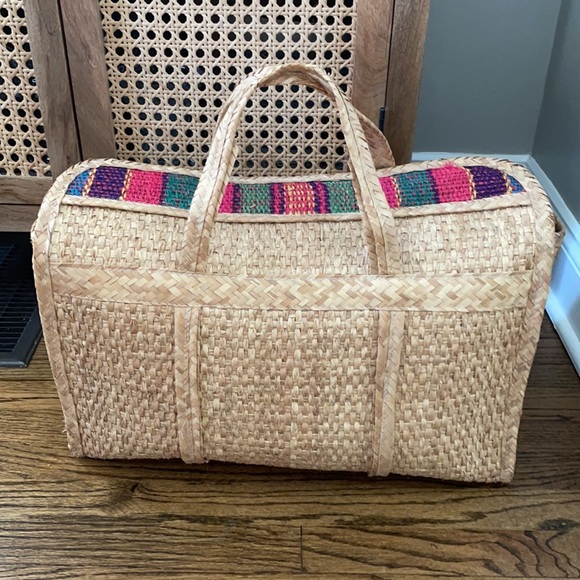 Natural straw weekender bag - Picture 5 of 13